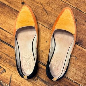 Shoe Embassy Orange and Black Pointed Flats size 8